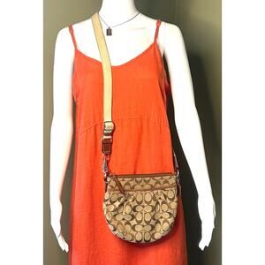 COACH Canvas Crossbody Brown Tan Monogram